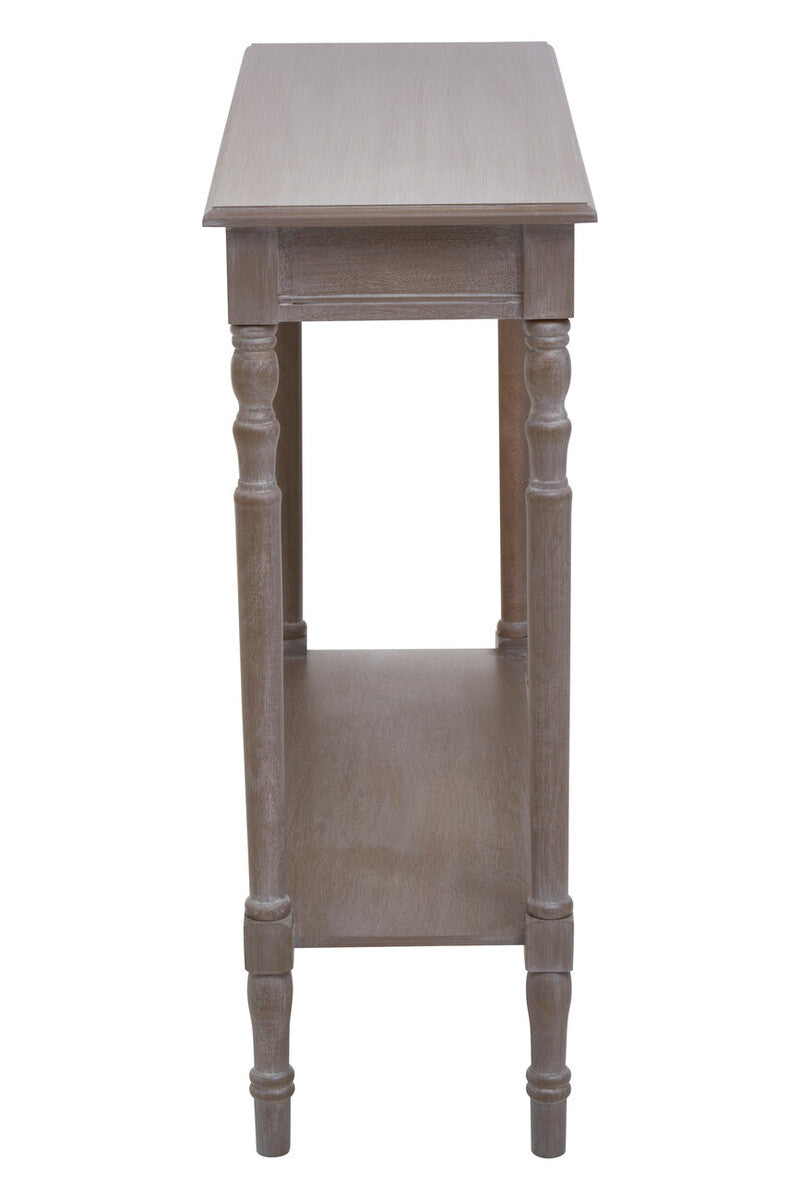 Natural Pine Wood Console Table with Lower Storage Shelf, Heritage
