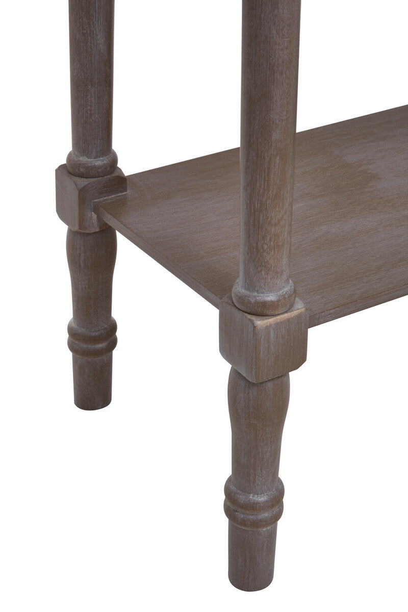 Natural Pine Wood Console Table with Lower Storage Shelf, Heritage