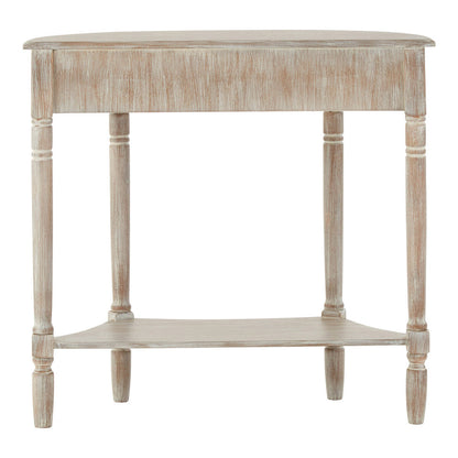 Grey Half Moon Pine Wood Console Table with 1 Drawer and 1 Lower Open Storage Shelf, Heritage