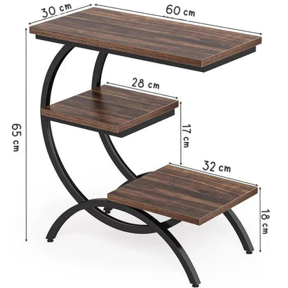 Modern C-Shaped Side Table - Living Room & Bedroom Accent Table with Curved Metal Frame