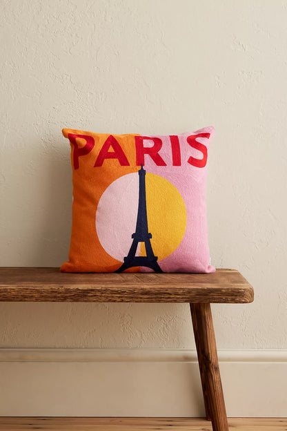 Paris Eiffel Tower Needlepoint Pillow