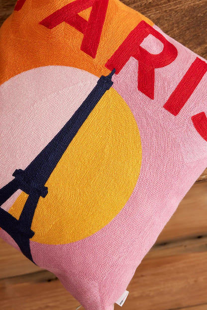 Paris Eiffel Tower Needlepoint Pillow