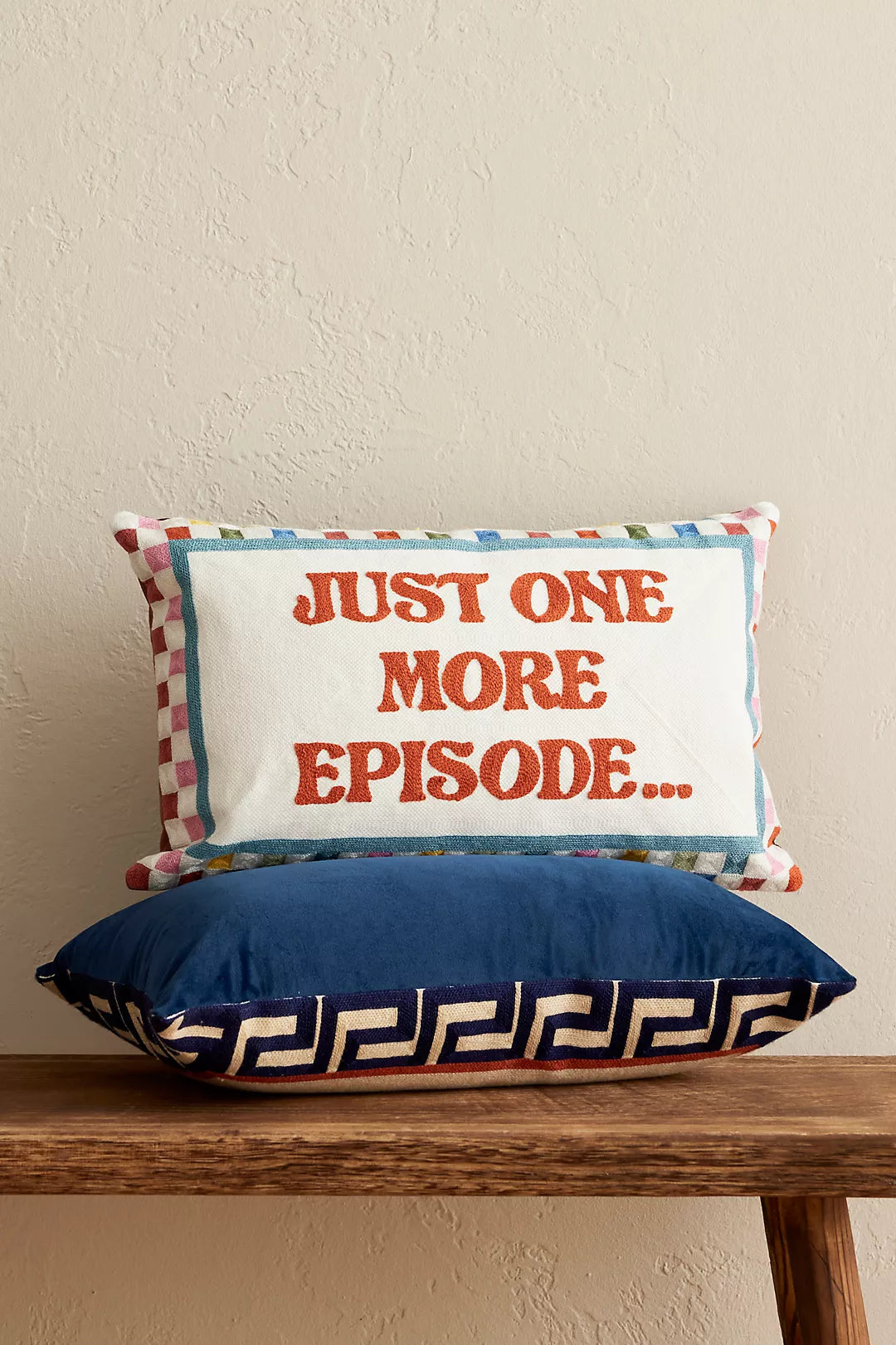Funny Needlepoint Pillow – Just One More Episode