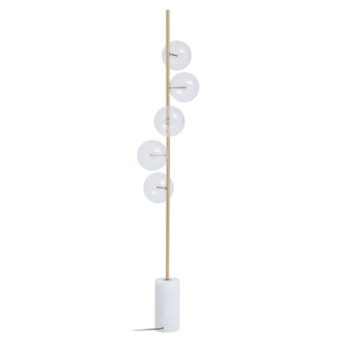 Abira White Marble and Brass Finish 5 Bulb Floor Lamp