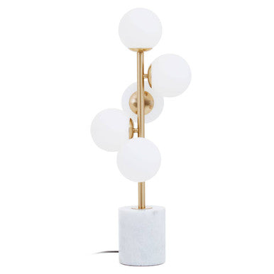 Abira White Marble and Brushed Brass 5 Bulb Table Lamp