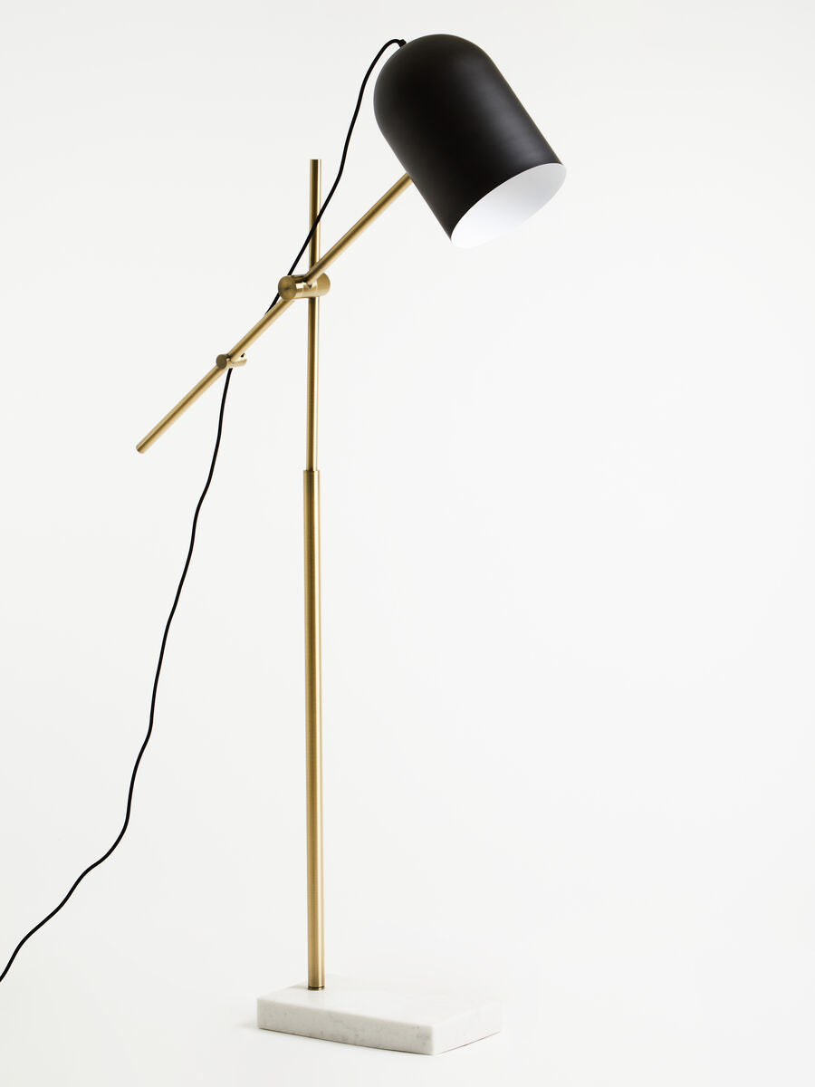 Equipoise Black and Brass Finish Floor Lamp with Marble Base