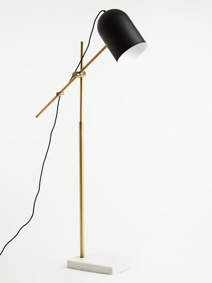 Equipoise Black and Brass Finish Floor Lamp with Marble Base