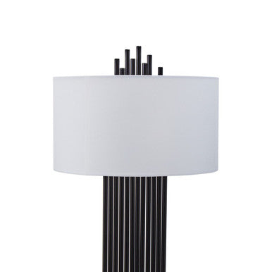 Impero Black Table Lamp with White Linen Shade
