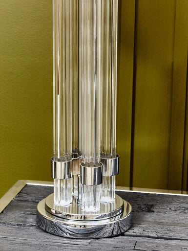 Eman Matte Silver and Ivory Table Lamp