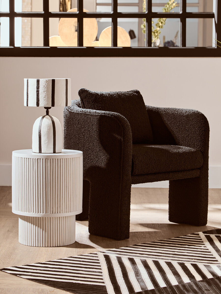 Carta Black and White Stripe Papier Mache Table Lamp