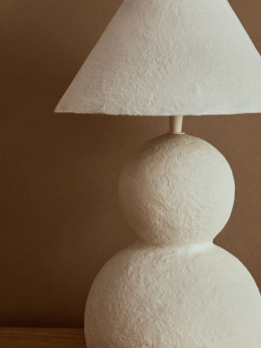 Carta White Papier Mache Table Lamp