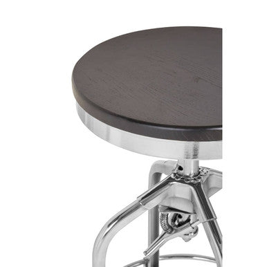 Gator Chrome and Ash Wood Adjustable Bar Stool
