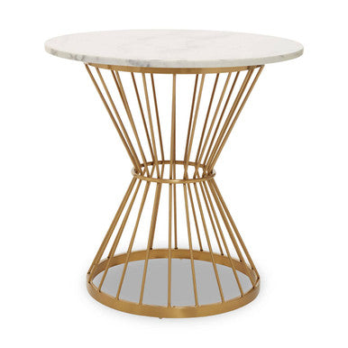 Hourglass Dining Table with White Marble Top and Gold Base, Anzio