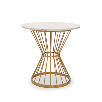 Hourglass Dining Table with White Marble Top and Gold Base, Anzio