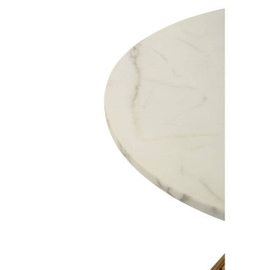 Hourglass Dining Table with White Marble Top and Gold Base, Anzio