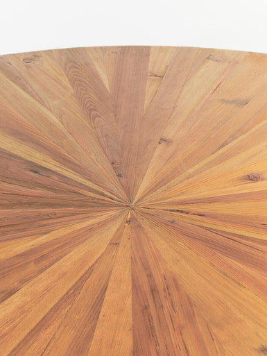 Gold Aged Fir Wood Rustic Top Dining Table with Stainless Steel Tied Base, Jana