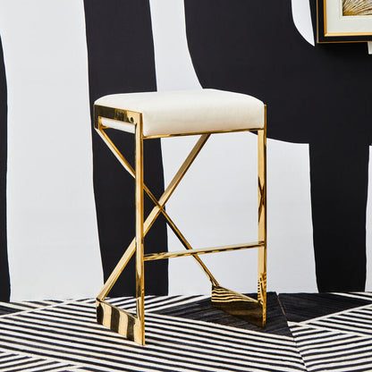 Azalea Ivory And Gold Finish Bar Stool