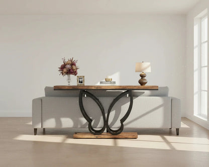 140cm Console Table Sofa Table with Butterfly Metal Frame