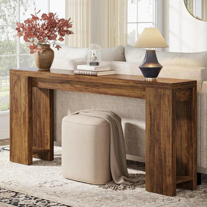 160cm Rustic Farmhouse Console Table - Entryway & Sofa Table with Storage