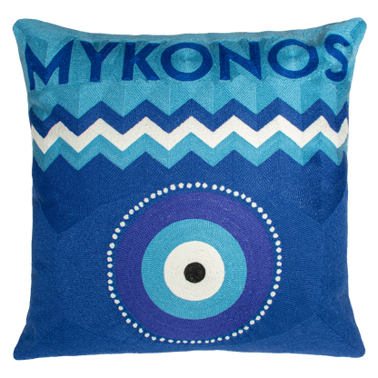 Mykonos Evil Eye Needlepoint Pillow