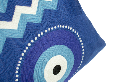 Mykonos Evil Eye Needlepoint Pillow