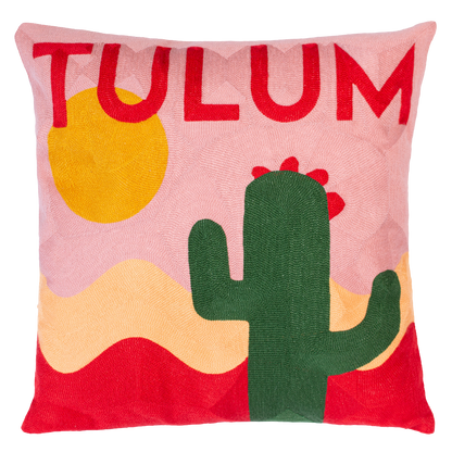 Tulum Cactus Needlepoint Pillow