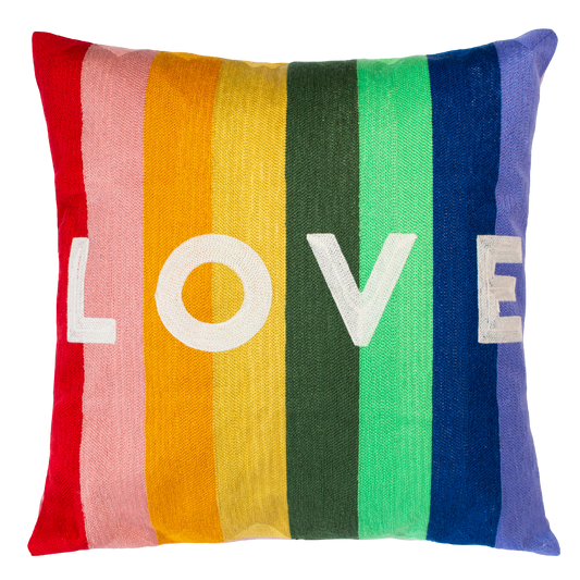 Rainbow LOVE Needlepoint Pillow