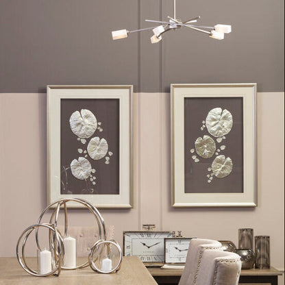 Nason Silver Leaf Design Wall Art with Wooden Frame