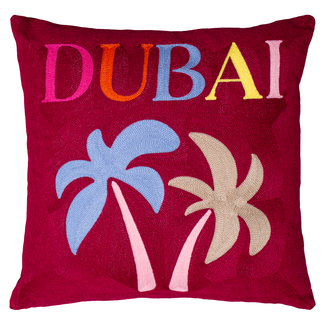 Dubai Needlepoint Pillow – Luxury Palm Design