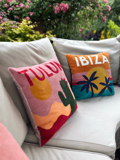 Tulum Cactus Needlepoint Pillow