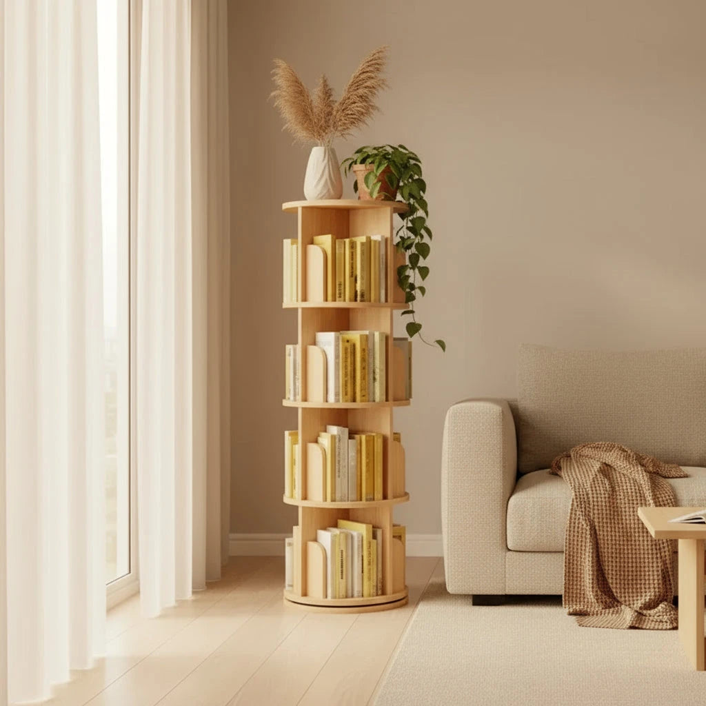 Wooden 360 Rotating Bookshelf