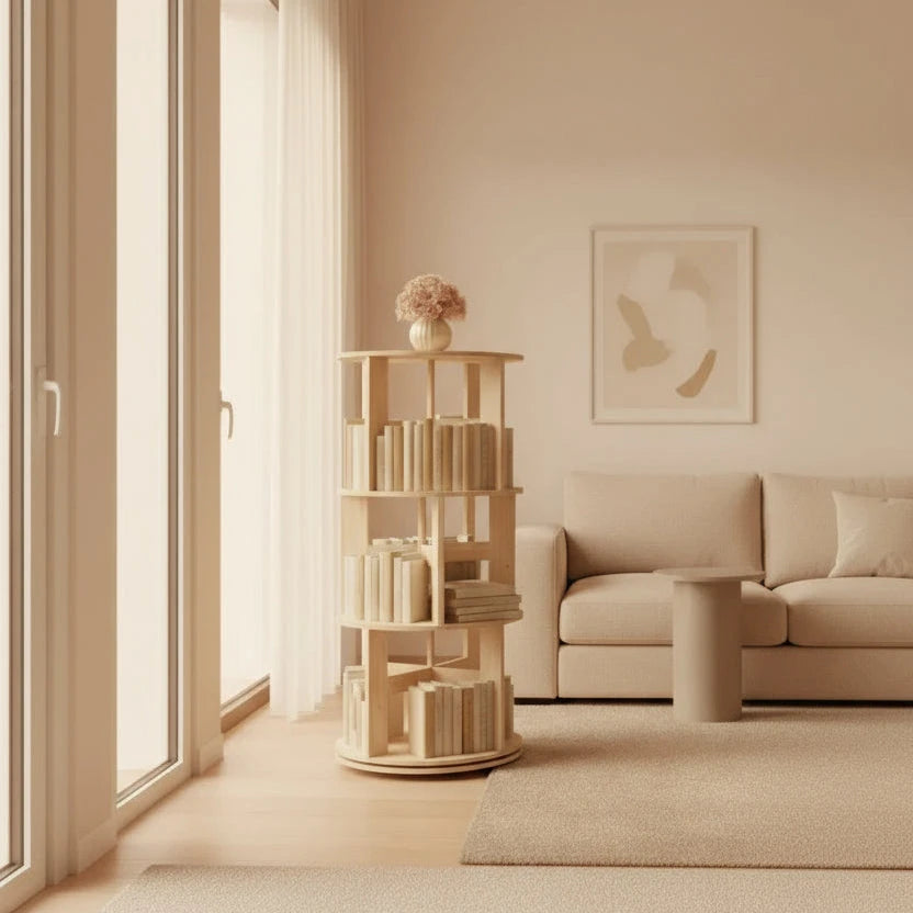 Wooden 360 Rotating Bookshelf