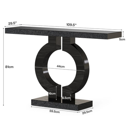 Black Marble-Effect Modern Console Table - Sculptural Entryway & Sofa Table