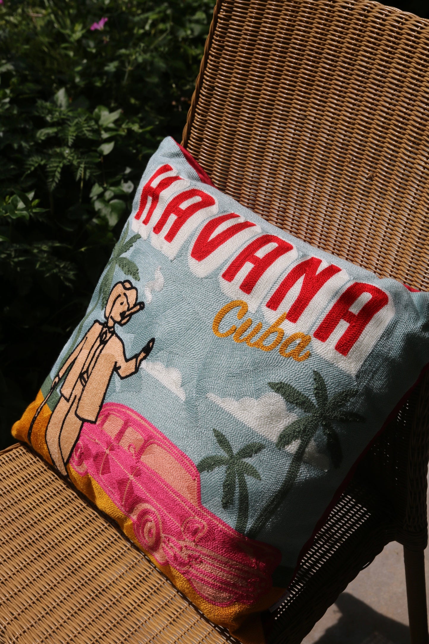 Havana Cuba Needlepoint Pillow – Retro Design