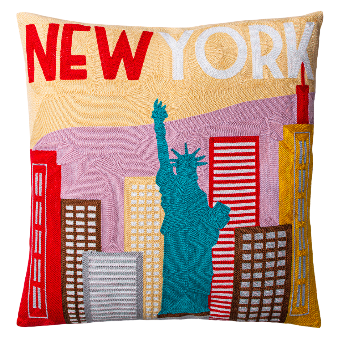 New York Skyline Needlepoint Pillow