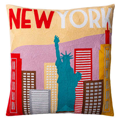 New York Skyline Needlepoint Pillow