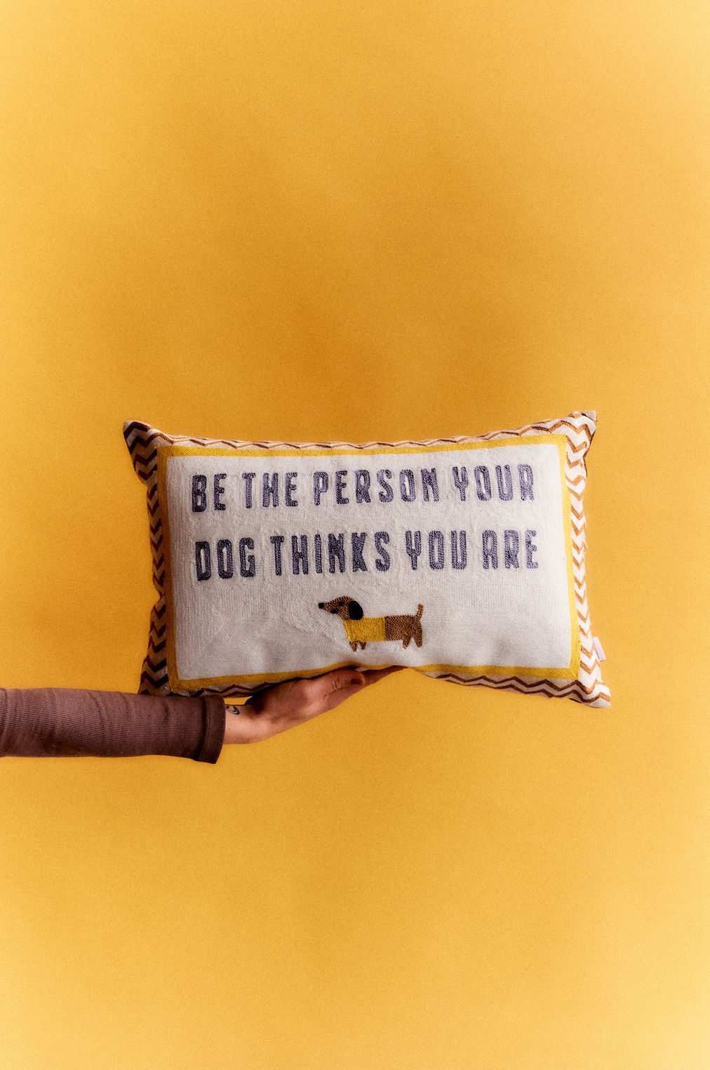Dog Lover Needlepoint Pillow – Be The Person Your Dog Thinks You Are
