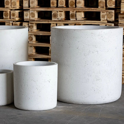 Aurella | White Mist – 70cm X Large Concrete Cylinder Planter – 199L Round Plant Pot