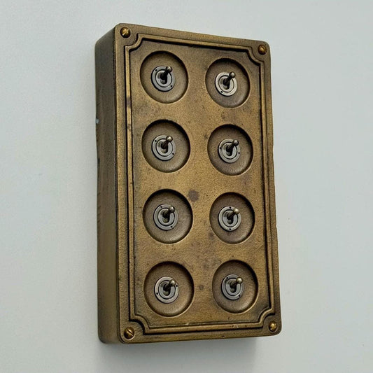 8 Gang 2 Way Bronze Solid Cast Metal Conduit Light Switch Industrial