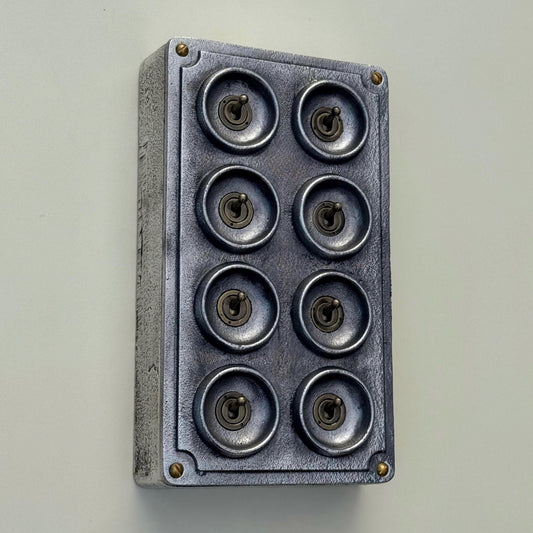 8 Gang 2 Way Solid Cast Metal Conduit Toggle Light Switch Industrial