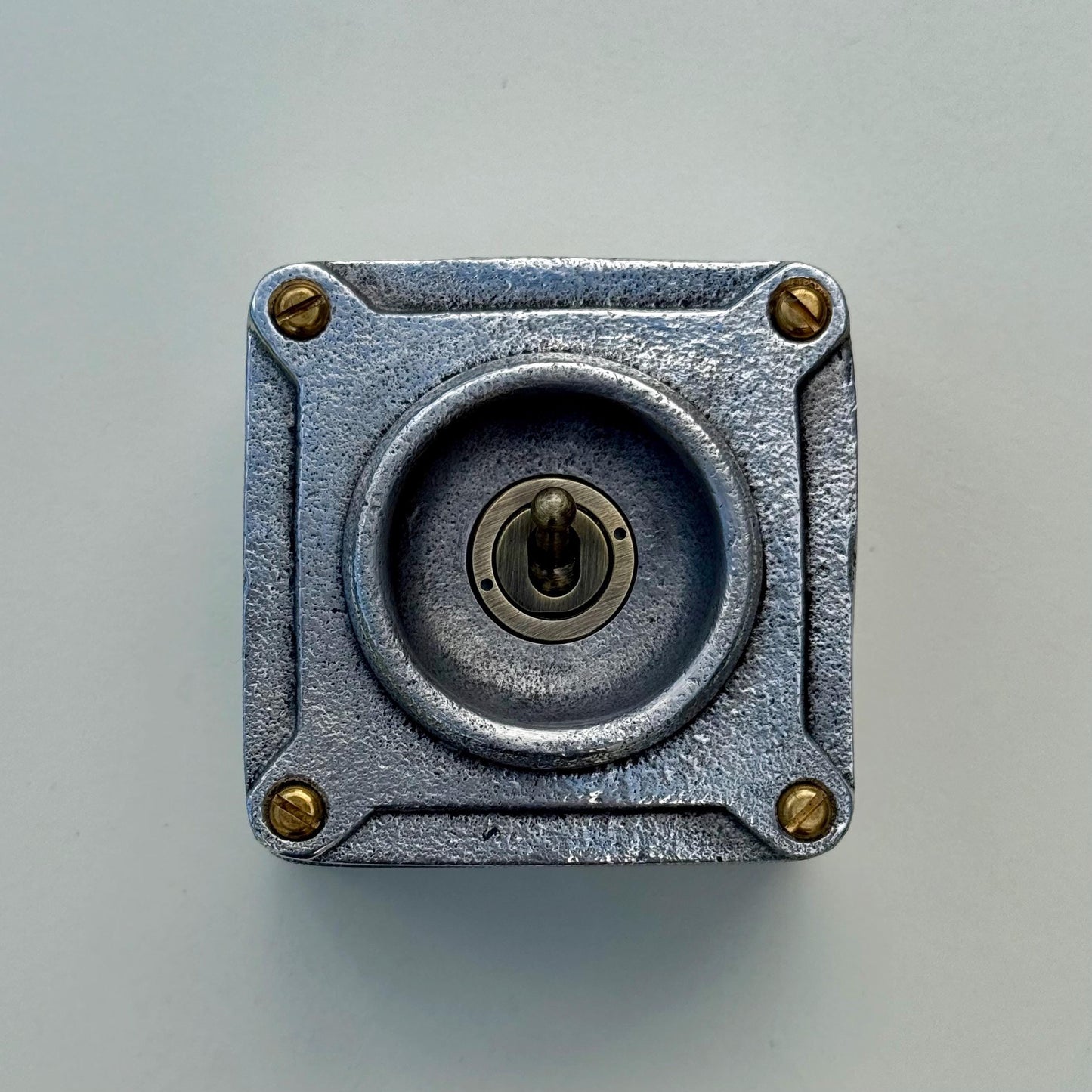 Single Gang Solid Metal Conduit Toggle Light Switch - Industrial Vintage Crabtree
