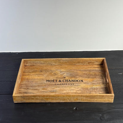 Wooden Serving Trays Moët & Chandon Champagne Butlers Crates Storage Boxes Natural Finish