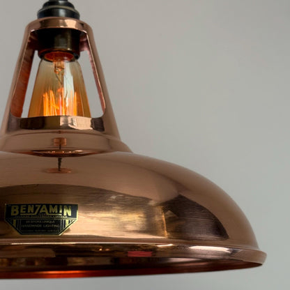 Cawston XL - Genuine Solid Copper Slotted Lampshade Pendant Set Light *Factory Second* - 14 Inch