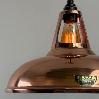 Cawston XL - Genuine Solid Copper Slotted Lampshade Pendant Set Light *Factory Second* - 14 Inch