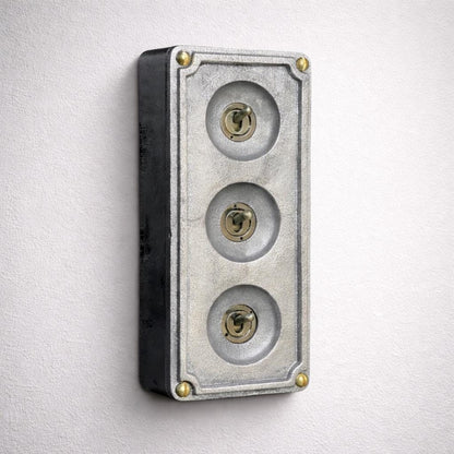 3 Gang 2 Way Solid Cast Metal Conduit Toggle Light Switch