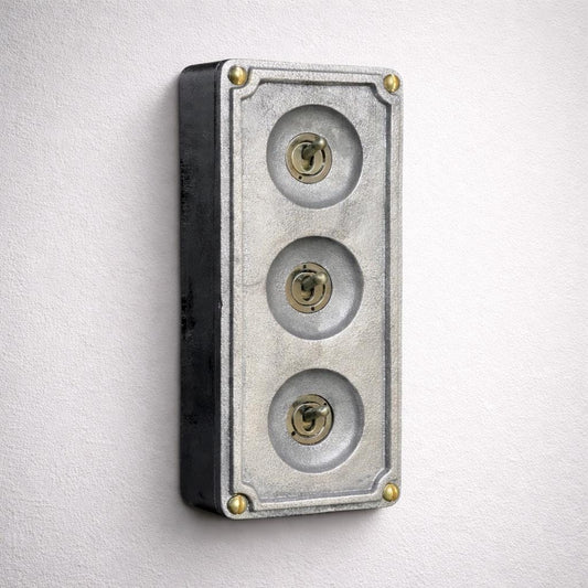 3 Gang 2 Way Solid Cast Metal Conduit Toggle Light Switch