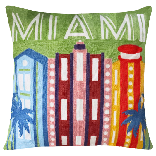 Miami Needlepoint Pillow – Art Deco Tropical Design