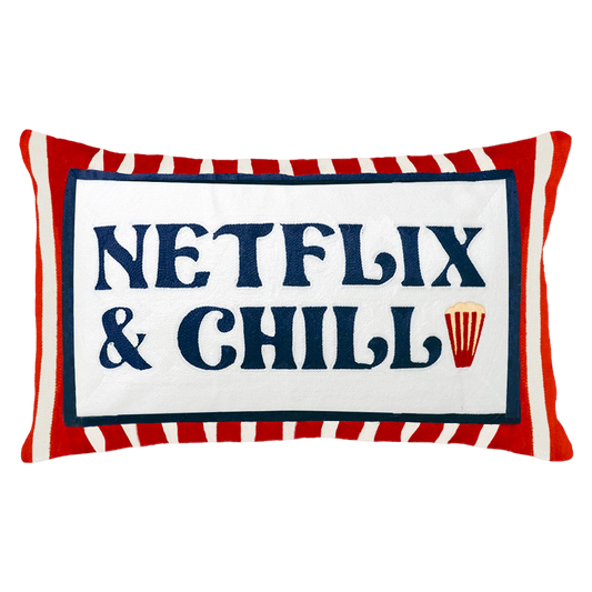 Funny Needlepoint Pillow – Netflix & Chill