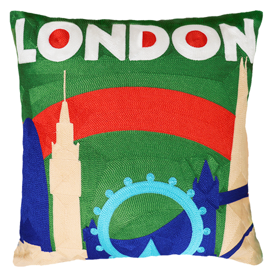 London Skyline Needlepoint Pillow