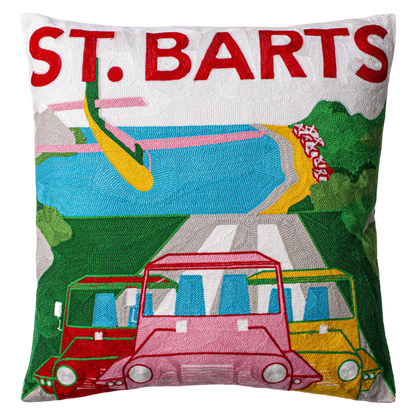 St. Barts Needlepoint Pillow – Tropical Island Design